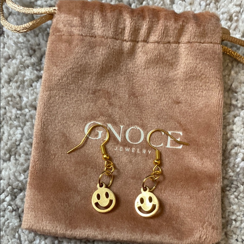 Gold Smiley Face Earrings